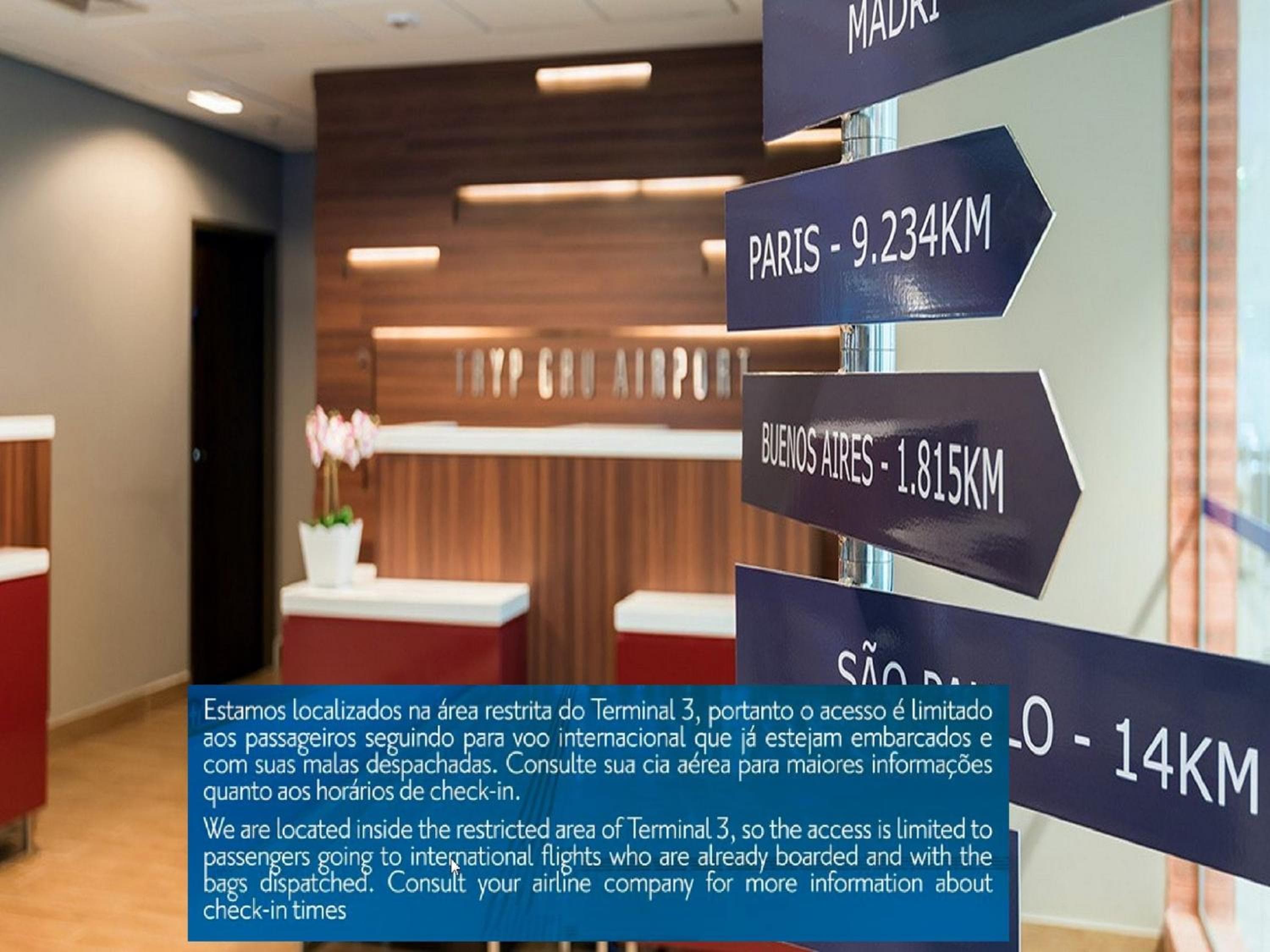 TRYP BY WYNDHAM São Paulo Airport - Hotel de Transito Terminal 3 INTERNACIONAL - Lado Ar - Área restrita á passageiros já embarcados e sem bagagens para de